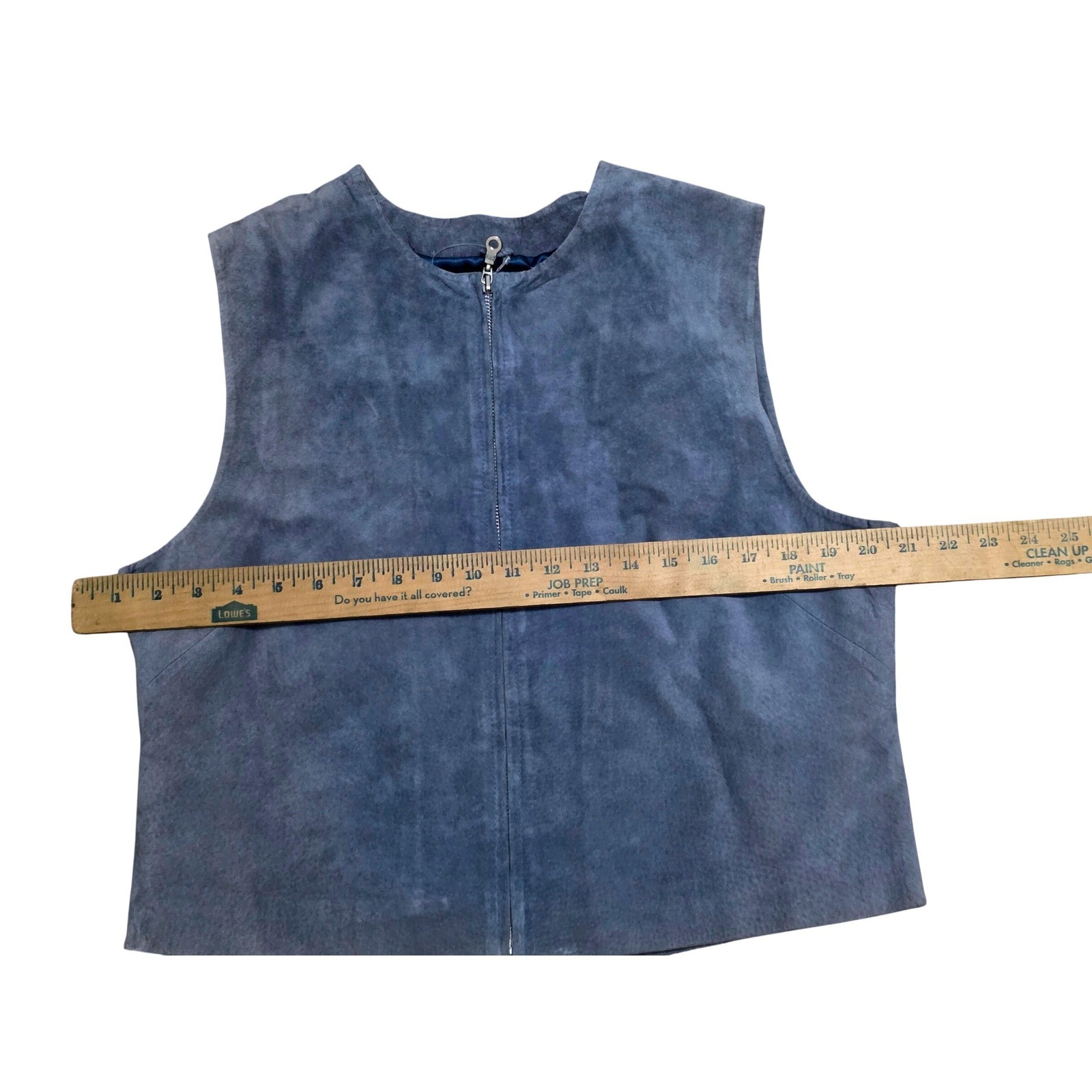 Saguaro Blue Gray Genuine Suede Leather Zip Up Vest Womens Xl 96512 India Nwt — image 4 of 8